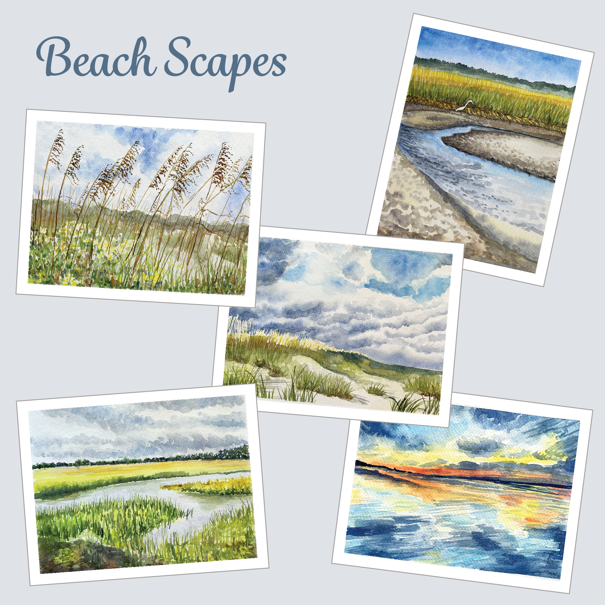 Beach Scapes Note Cards 5-Pack