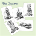 Trees Creatures Note Cards 5-Pack