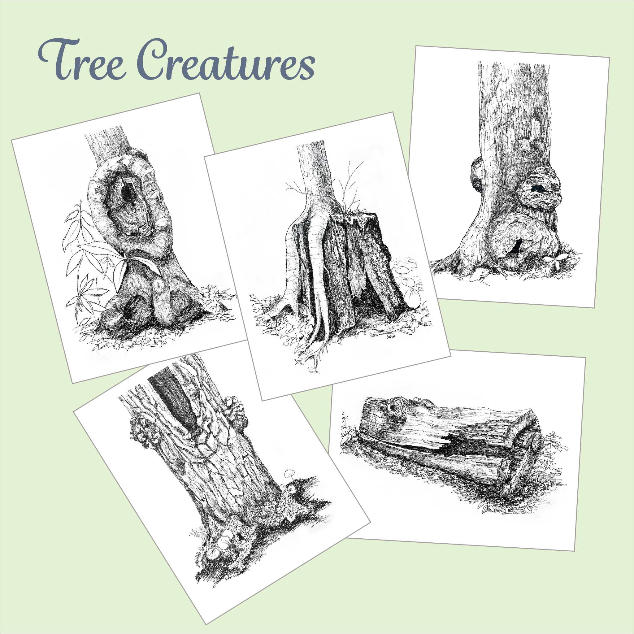 Trees Creatures Note Cards 5-Pack